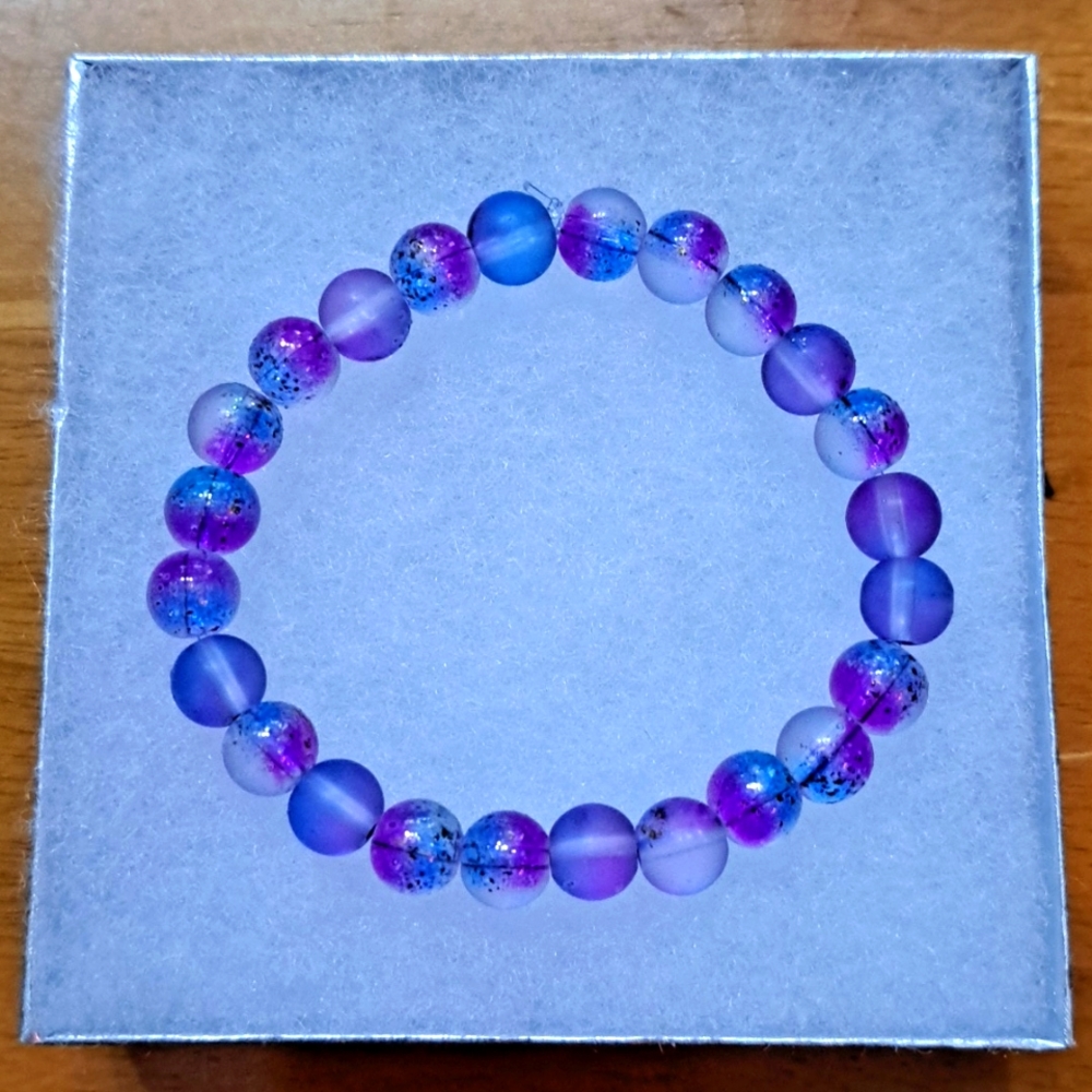 Violet Sparkle Matte Crystal Bracelet - Picture 1 of 8